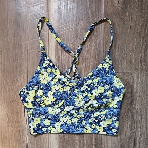 Aerie Blue and Yellow Floral Crop Top